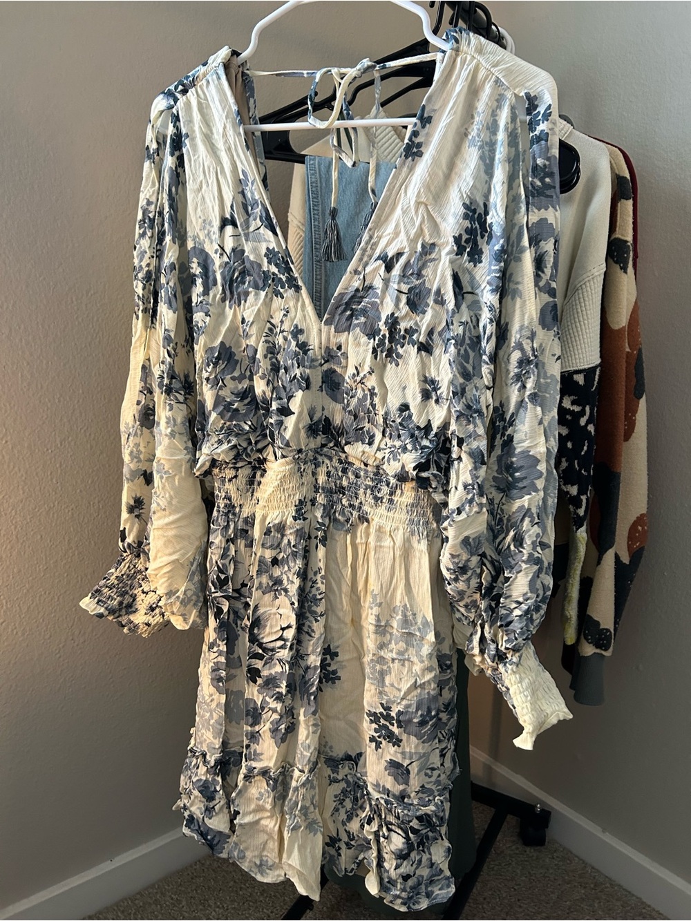 Lovestitch Midi Floral Dress with Open Long Sleeves
